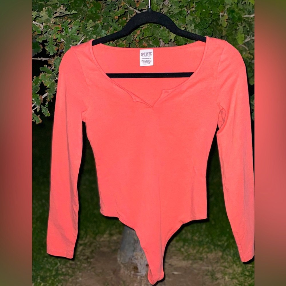 Coral PINK long sleeve body suit